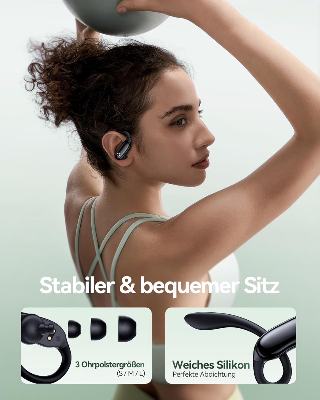 2026 Sport Kopfhörer Bluetooth mit Ohrbügel, ANC Geräuschunterdrückung, 96H Laufzeit, IPX7 Wasserdic