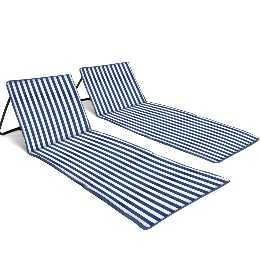 just be... 2er Set Strandmatte mit Rückenlehne klappbar – leichte, gepolsterte Strandliegen faltbar