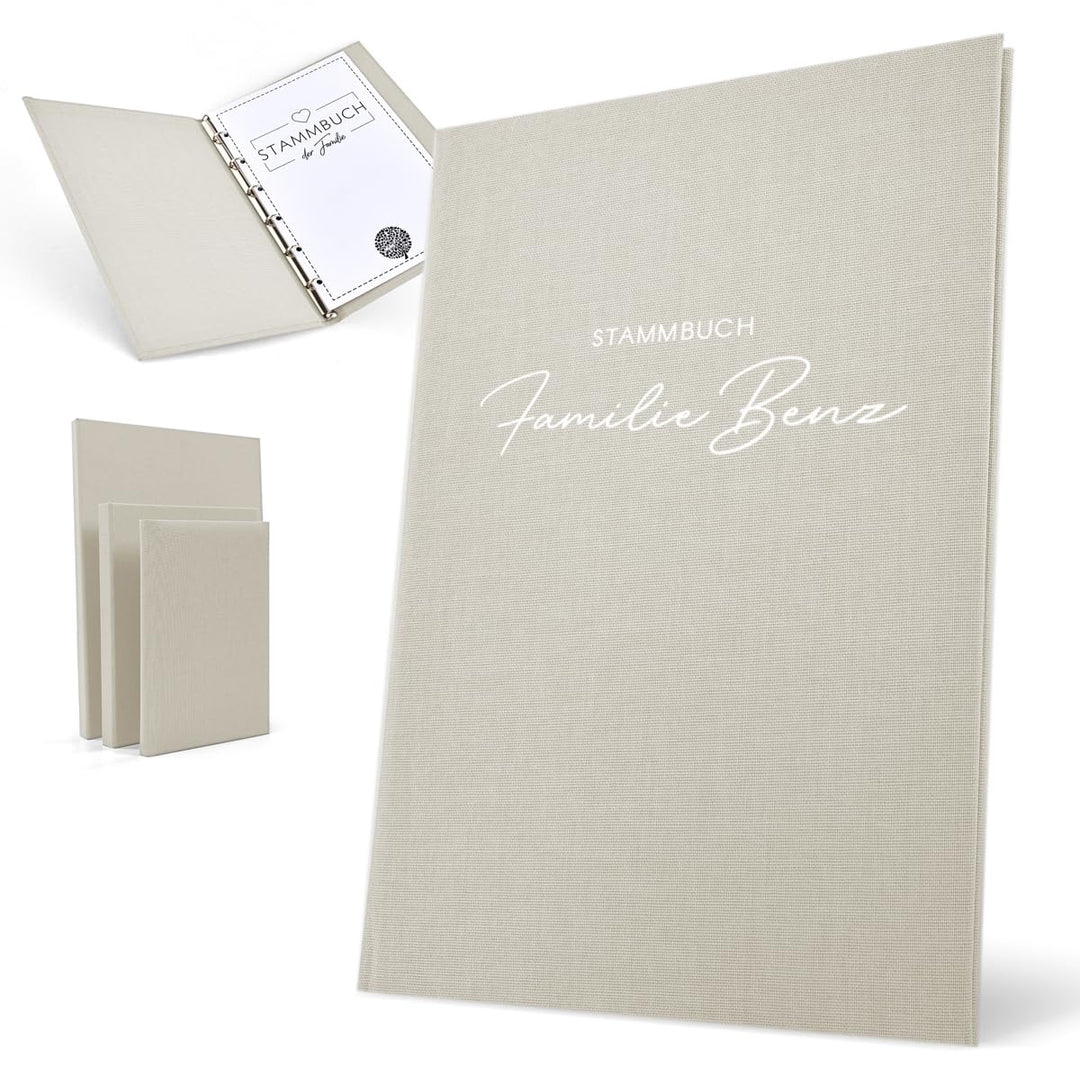 Hochzeitideal Stammbuch 'Serie 311' A5 Creme | Handgefertigt aus Buchbinderleinen 23x19,5 cm | 4-Rin