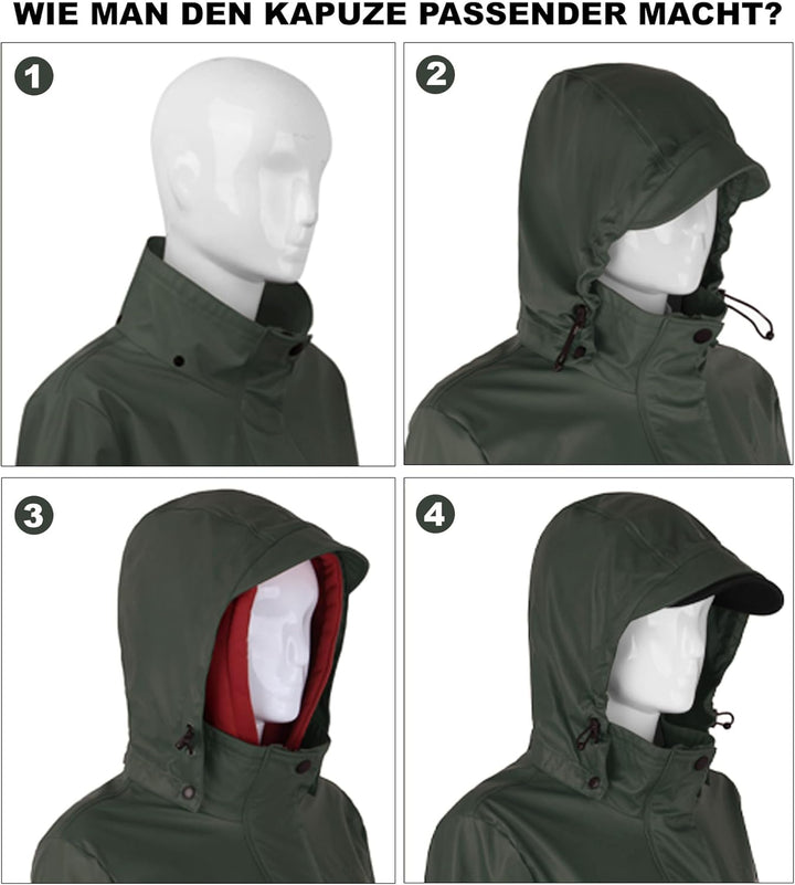 Regenmantel Damen lang Regenparka Damen wasserdicht atmungsaktiv gefütterte Regenjacke Trenchcoat Üb