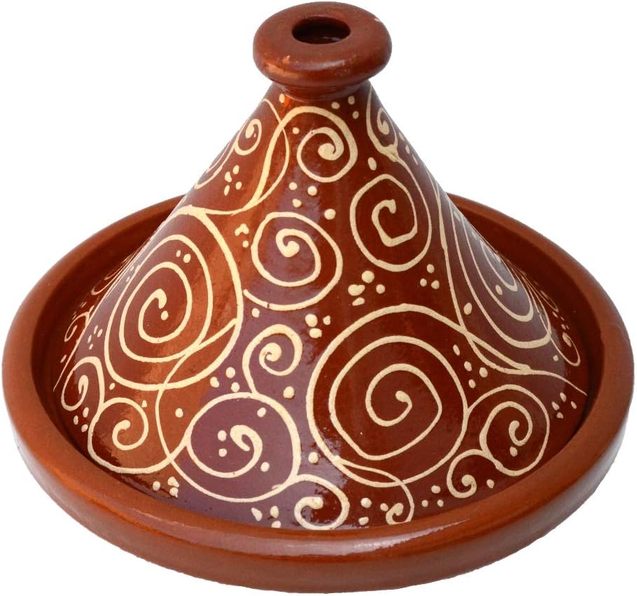 Marokkanische Tajine, Rund, Ø 30 cm, glasiert zum Kochen für 4-5 Personen, Tontopf, Gartopf, Schmort