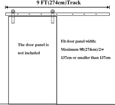 9FT/274 cm Schiebetür Kit Scheunentor Hardware Schiebetür Hardware Kit für Eine Tür/J-Form/LWZH 9FT=