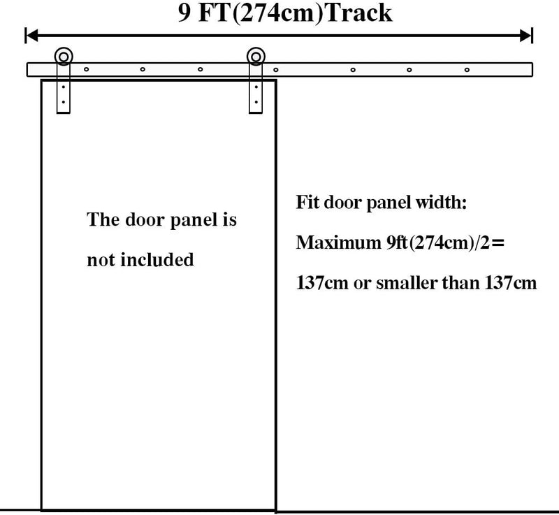 9FT/274 cm Schiebetür Kit Scheunentor Hardware Schiebetür Hardware Kit für Eine Tür/J-Form/LWZH 9FT=