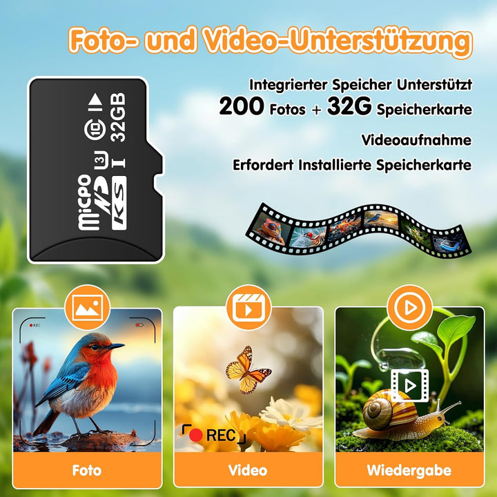 2-in-1 Digitales Mikroskop für Kinder und Teleskop, Tragbares Taschenmikroskop mit 32GB Speicherkart