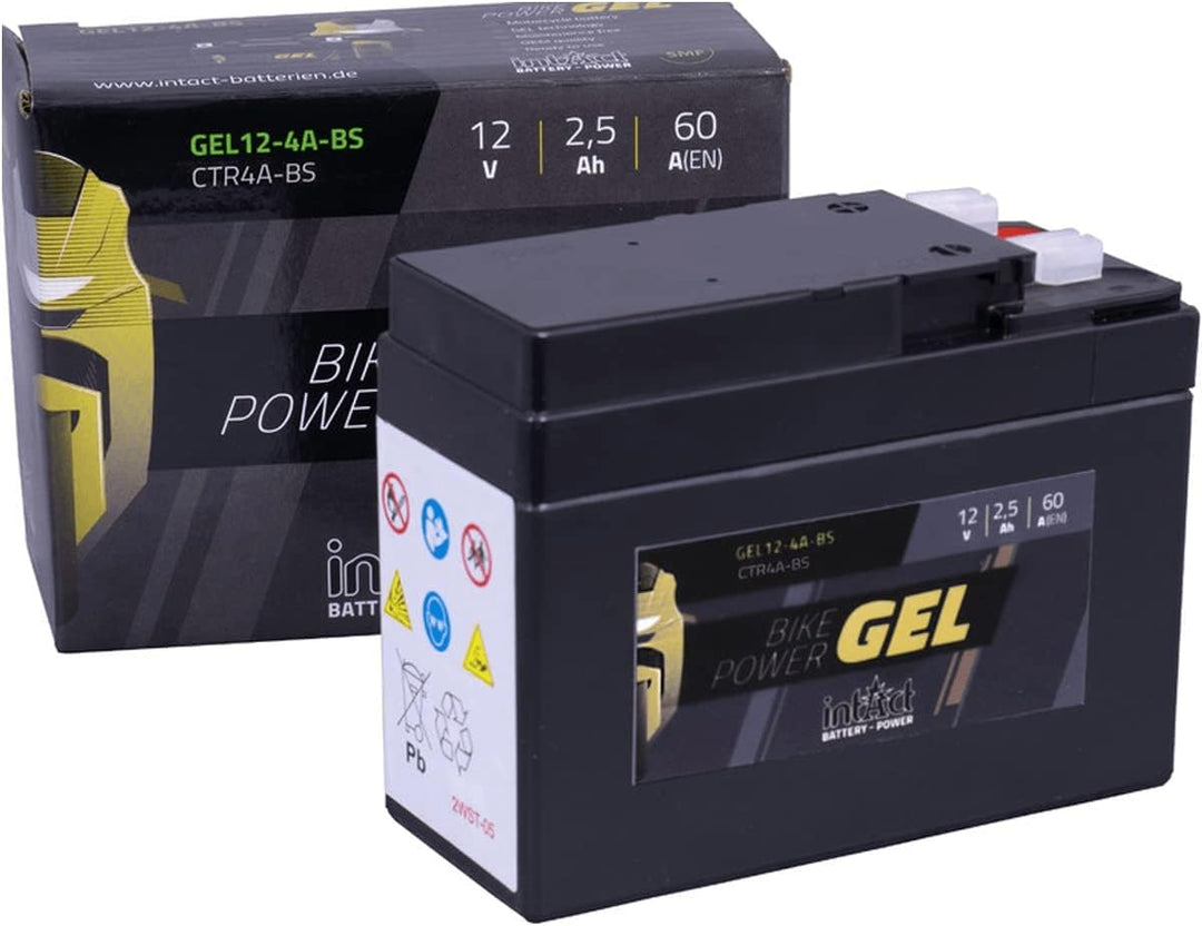 intAct - GEL MOTORRADBATTERIE Bike-Power GEL12-4A-BS. Ersetzt YTR4A-BS. Motorradbatterie 12V 2,5Ah 6