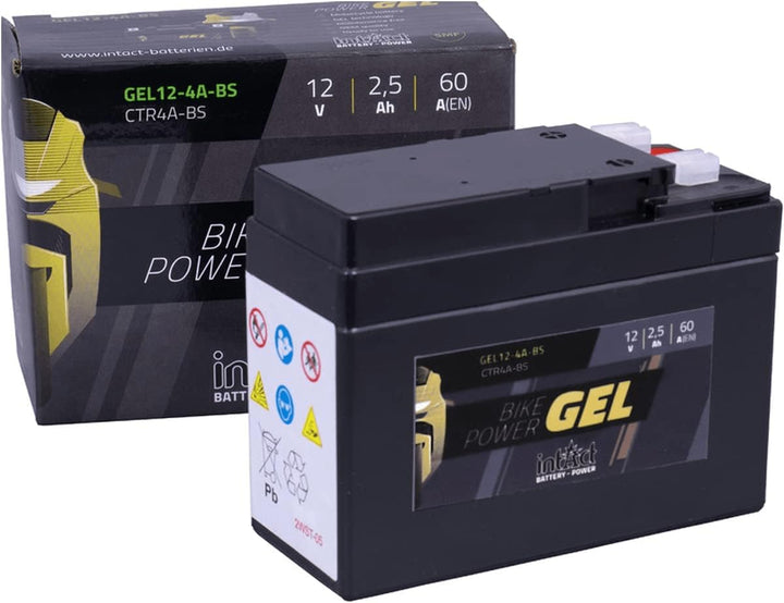 intAct - GEL MOTORRADBATTERIE Bike-Power GEL12-4A-BS. Ersetzt YTR4A-BS. Motorradbatterie 12V 2,5Ah 6