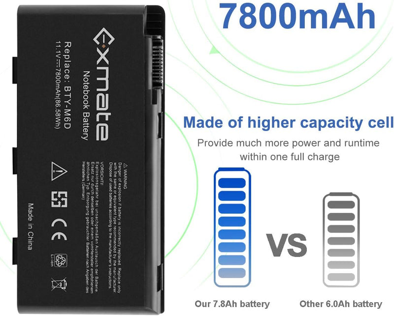 Exmate 7800mAh BTY-M6D Laptop-Akku für MSI GT60 GT70 2PE-890US GX60 GX70 MS-16F2 MS-16F4 E6603 GX660