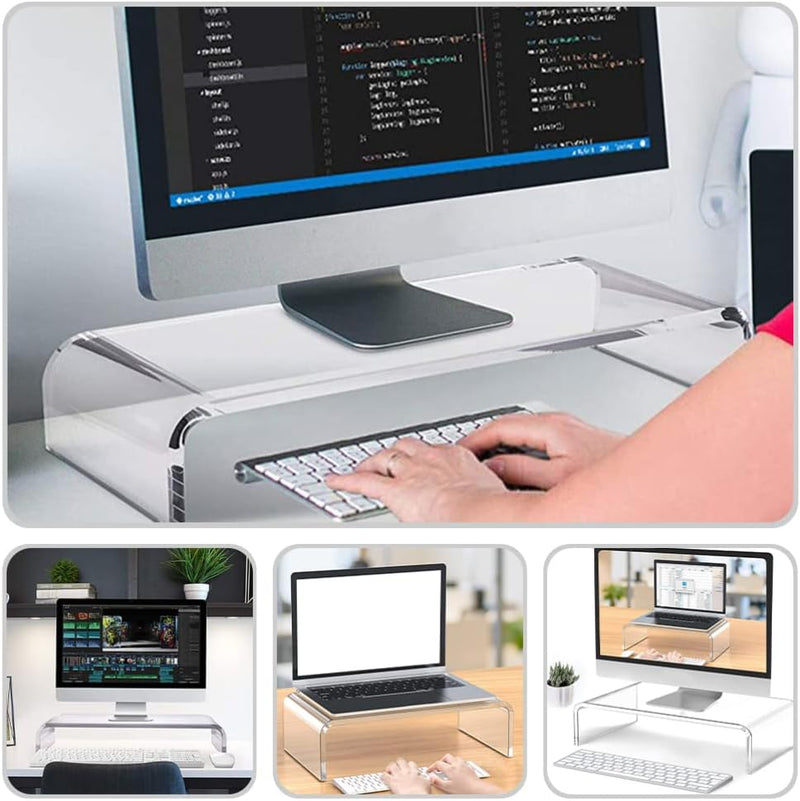 TOPBATHY Monitorständer Löschen Acrylmonitor -Ständer Transparent Monitor Riser Stand für Computer -