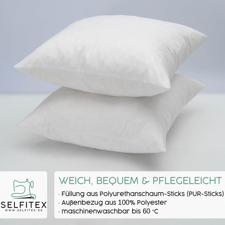 Selfitex 2er Set Couchkissen 50x50 cm, Sofakissen mit Füllung und Bezug, kuschelweiches Lesekissen,