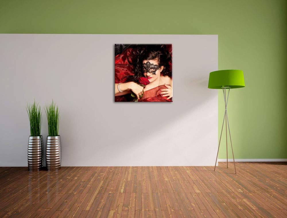 Pixxprint Sexy Frau mit Rose Shades of, Format: 70x70 auf Leinwand, 70x70