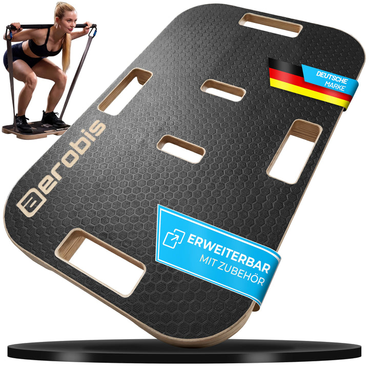 aerobis® Base Board – Trainingsplattform aus Holz für Widerstandstraining – Rutschfeste Fitness-Plat