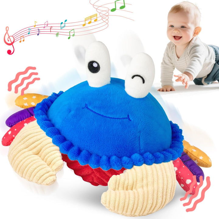 Krabbe Baby Spielzeug 6 7 8 9 10 12 Monate, Musikalische Krabbelspielzeug, Crawling Crab Tummy Time