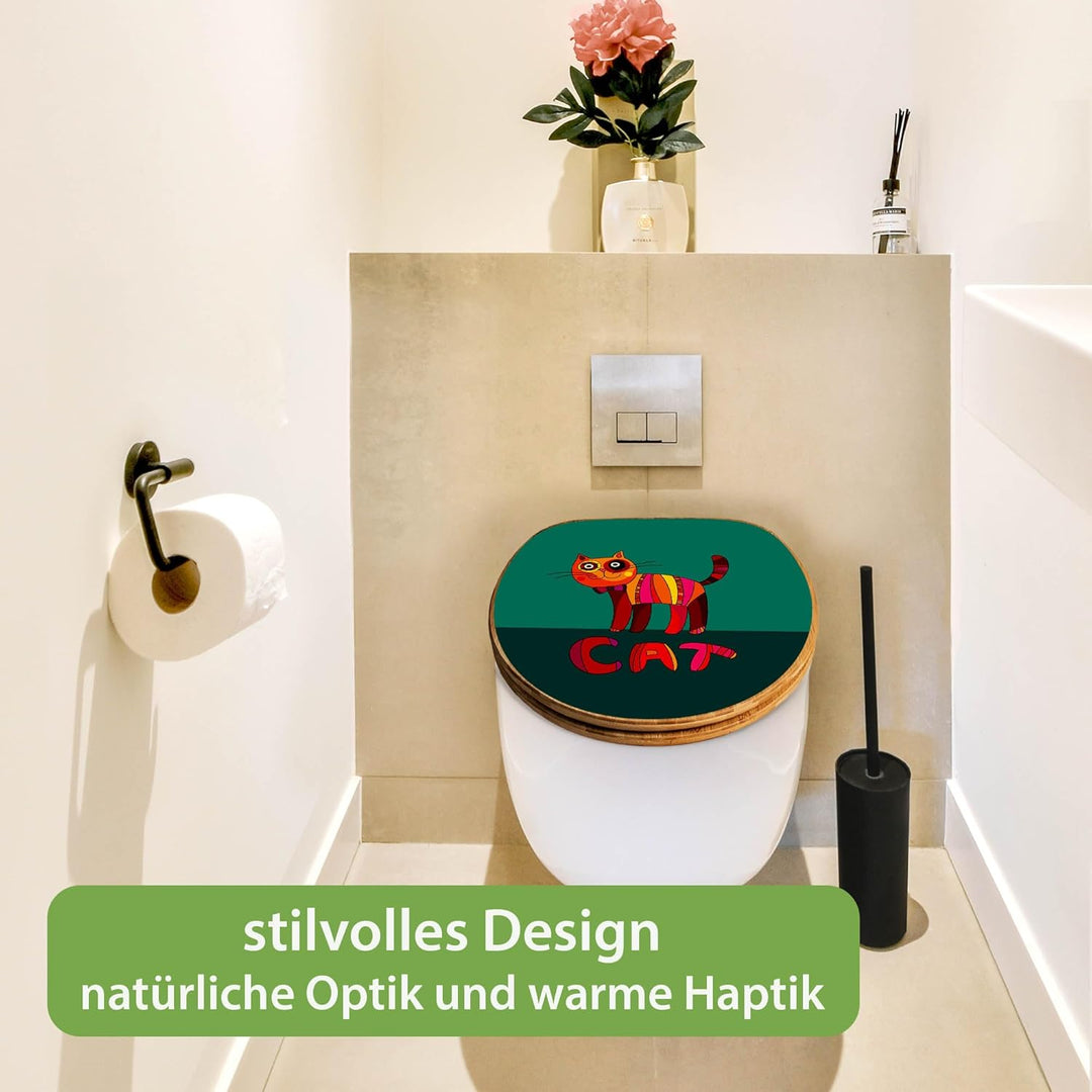 banjado Design WC Sitz Bambus Absenkautomatik 45,8x37,5cm - Toilettendeckel mit Absenkautomatik Holz