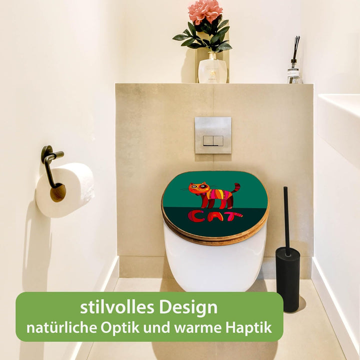 banjado Design WC Sitz Bambus Absenkautomatik 45,8x37,5cm - Toilettendeckel mit Absenkautomatik Holz
