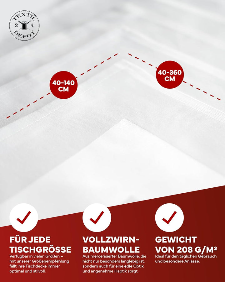 texpot 12 Stück Damast Servietten 50 x 50 cm in weiss Atlaskante bei 95°C waschbar 100% Baumwolle ho
