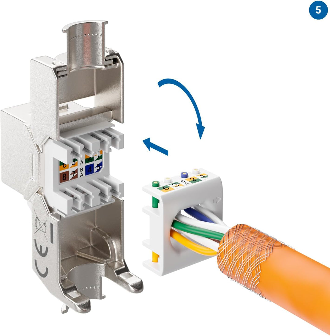 deleyCON 12x CAT 8 Keystone Jack Modul Patchkabel Netzwerkkabel Optimal für CAT8 CAT7 CAT7a Verlegek