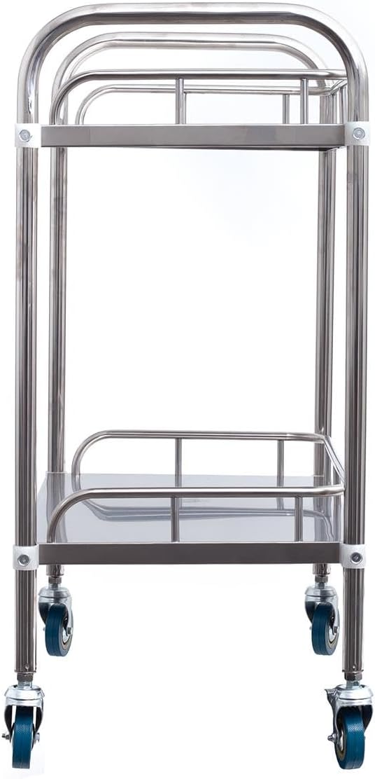 Allpax Labor-Rollwagen aus Edelstahl mit 2 Ablagen und Lenkrollen, 600 x 400 x 860 mm, 100 kg Tragfä