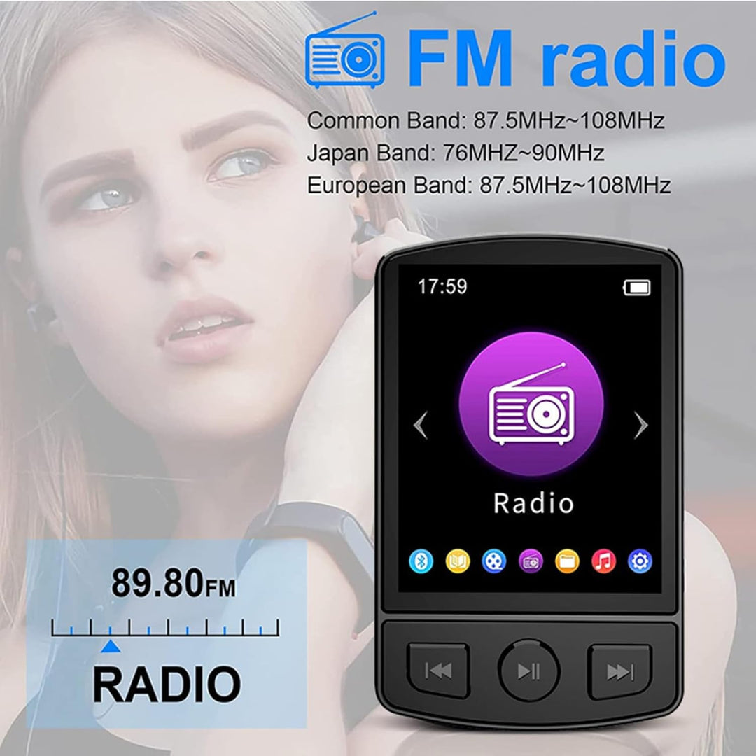 MP3 Player Bluetooth, Tragbarer digitaler Musikplayer mit Lautsprecher, Sprachaufzeichnung Eingebaut