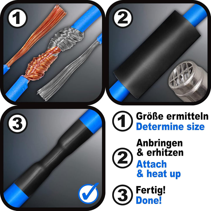 ISOLATECH Schrumpfschlauch Meterware schwarz mit Kleber Ø 100mm 2 Meter Schrumpfverhältnis 3:1 Set P