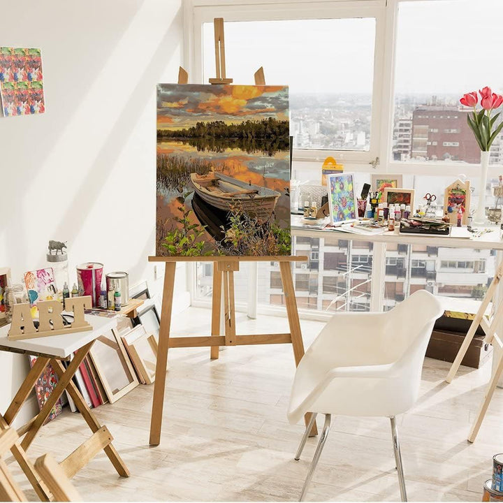 Artnapi Malen nach Zahlen Erwachsene mit Rahmen | DIY Handgemalt | Boot auf dem See | Kit für Anfäng