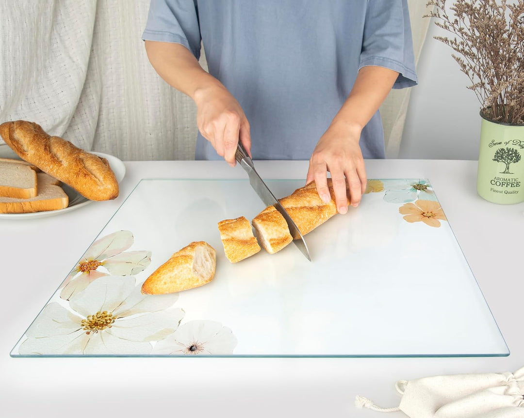 Kitchenville Glas-Schneidebrett, gross, 50 x 40 cm: Glas-Arbeitsplattenschutz für Küchen, langlebige