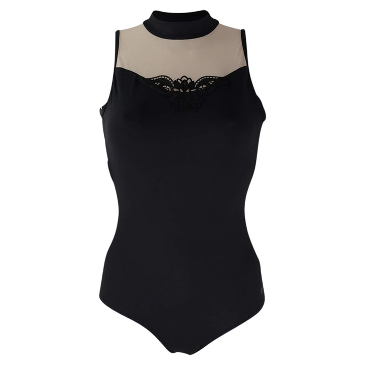 LULLI Dancewear Damen Ballett Trikot/Body/Leotard Ariela mit Stehkragen - Farbe: Schwarz/Nude - Grös