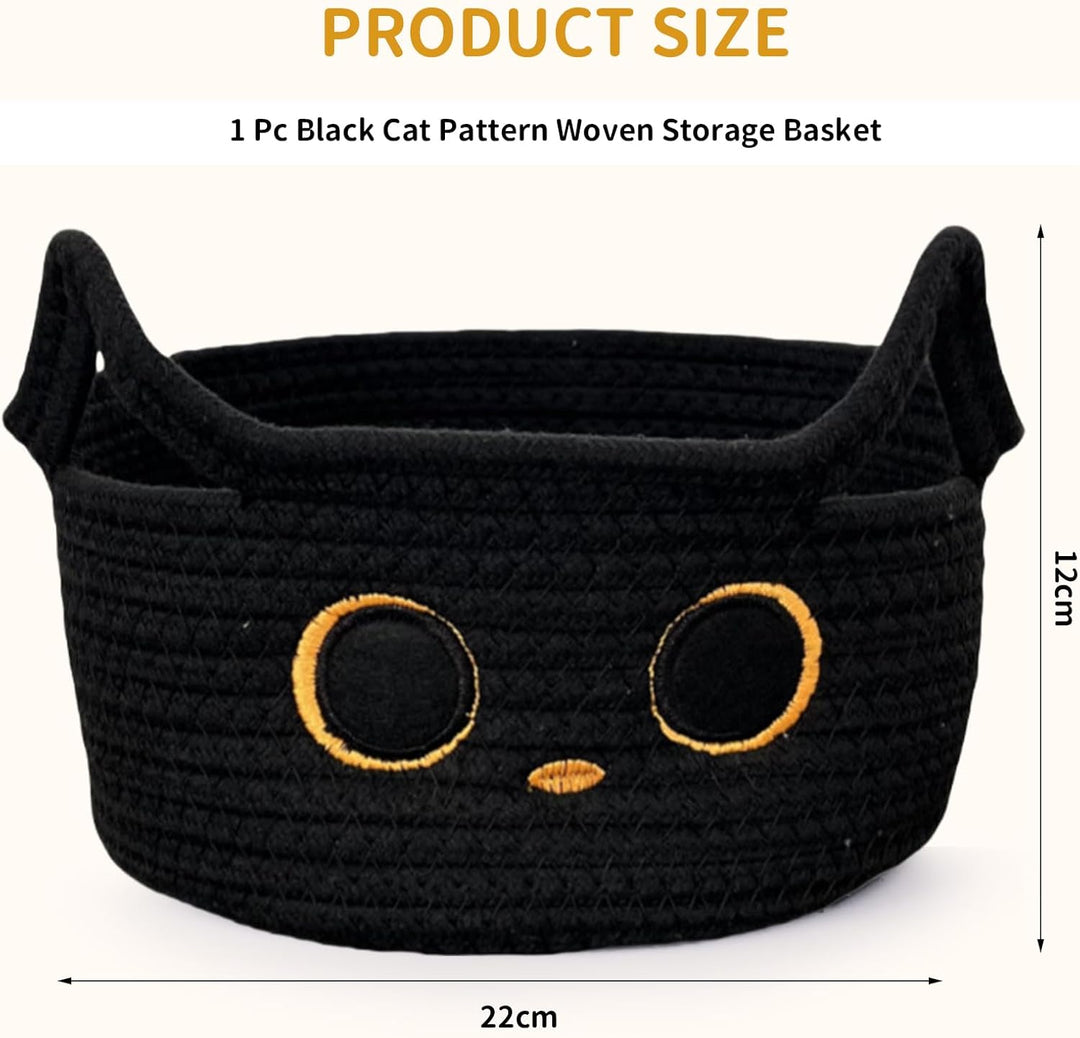 Kleiner Aufbewahrungskorb, Schwarze Katze Baumwoll Seil Körbe Geflochten Wäschekorb Für Kinderzimmer