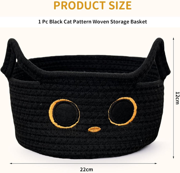 Kleiner Aufbewahrungskorb, Schwarze Katze Baumwoll Seil Körbe Geflochten Wäschekorb Für Kinderzimmer