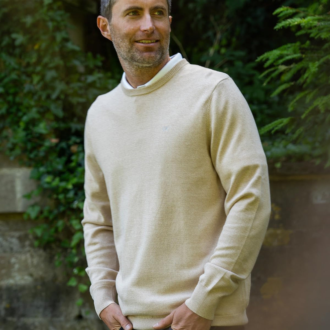 Calvin Klein Herren mit Rundhalsausschnitt aus weicher Baumwolle Sweater, S Caramel Marl