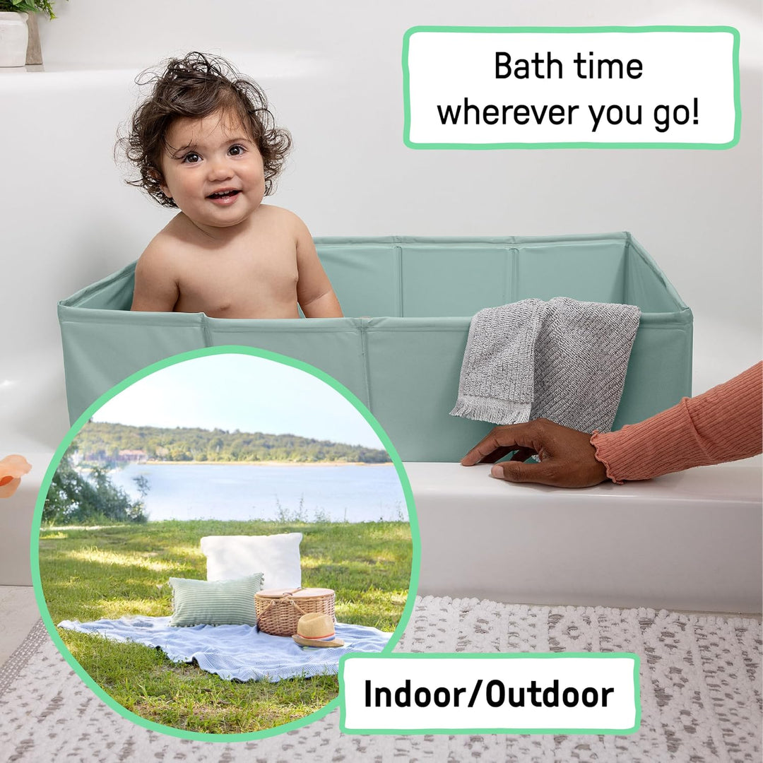 Ingenuity Tuckaway Kleinkinderbadewanne, verwandelt Dusche in Badewanne, Zusammenklappbar, Leicht zu