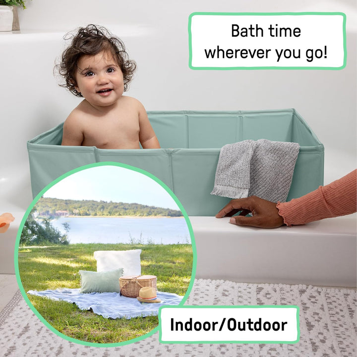 Ingenuity Tuckaway Kleinkinderbadewanne, verwandelt Dusche in Badewanne, Zusammenklappbar, Leicht zu
