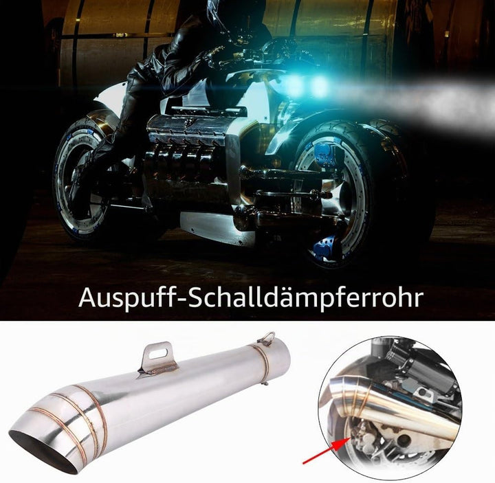 Qiilu Motorrad Auspuff Auspuffrohr Schalldämpfer Auspufftopf Edelstahl Universal für die meisten Mot