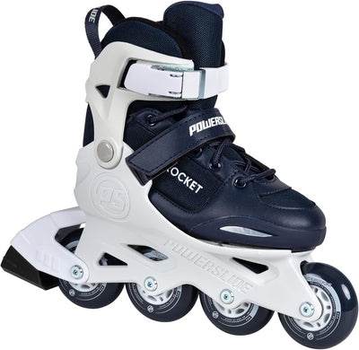 Powerslide Inline Skates Rocket Blue, grössenverstellbar, Weiss/Navy Blau für Kinder, ABEC 7 Pro Kug