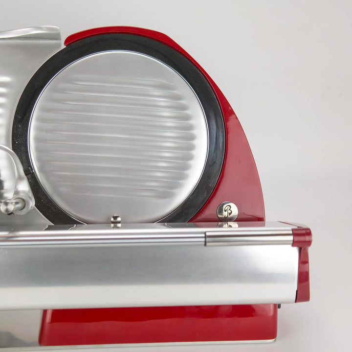 Berkel Aufschnittmaschine Home Line 250 in rot - Premium Schneidemaschine inkl. handgefertigtem Einl