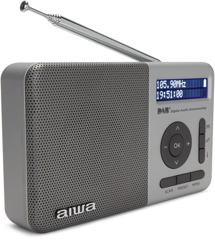 Aiwa RD-40DAB/SL: Tragbares digitales Radio (Dab/Dab+/FM,eingebauter Lautsprecher, 100 Sender, Dot M