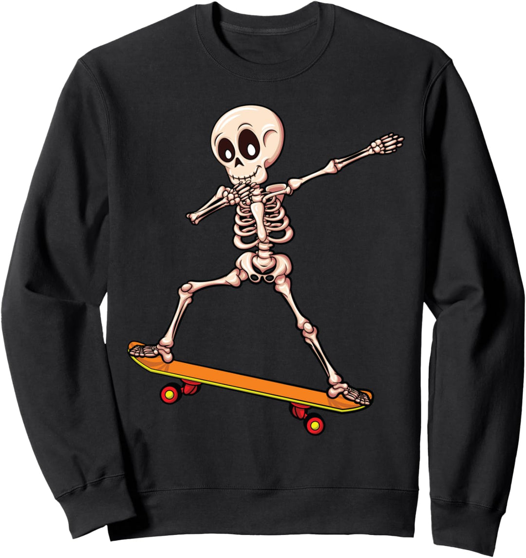 Kinder Geschenk Halloween Skelett Skaten Sweatshirt