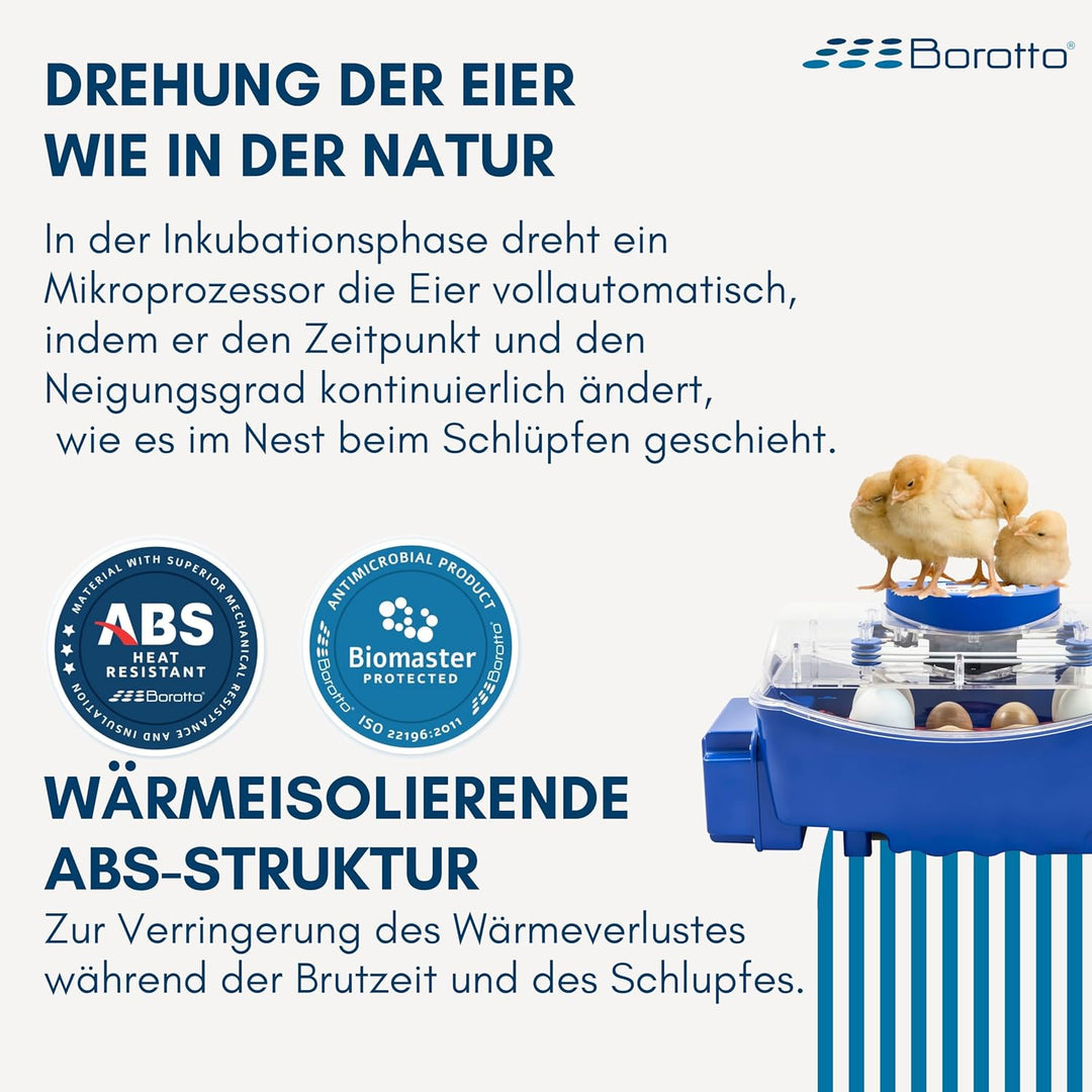Borotto LUMIA 8 Expert - Brutmaschine mit wärmeisolierendem Material mit antibakteriellem Zusatz und