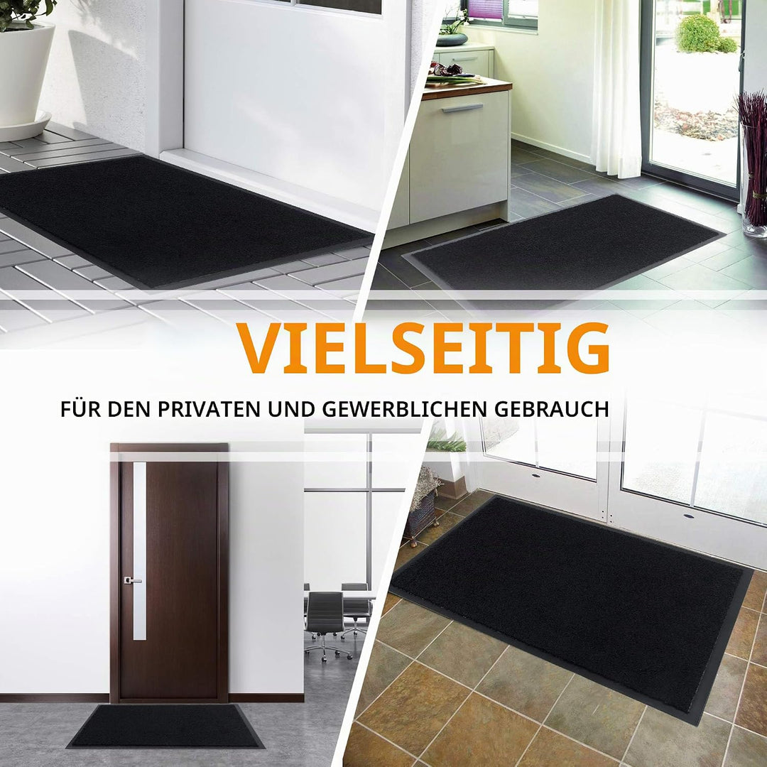GadHome Fussmatte Schwarz 90x150 cm|Eingangstürmatte wasserdicht waschbar strapazierfähiger Schmutzf