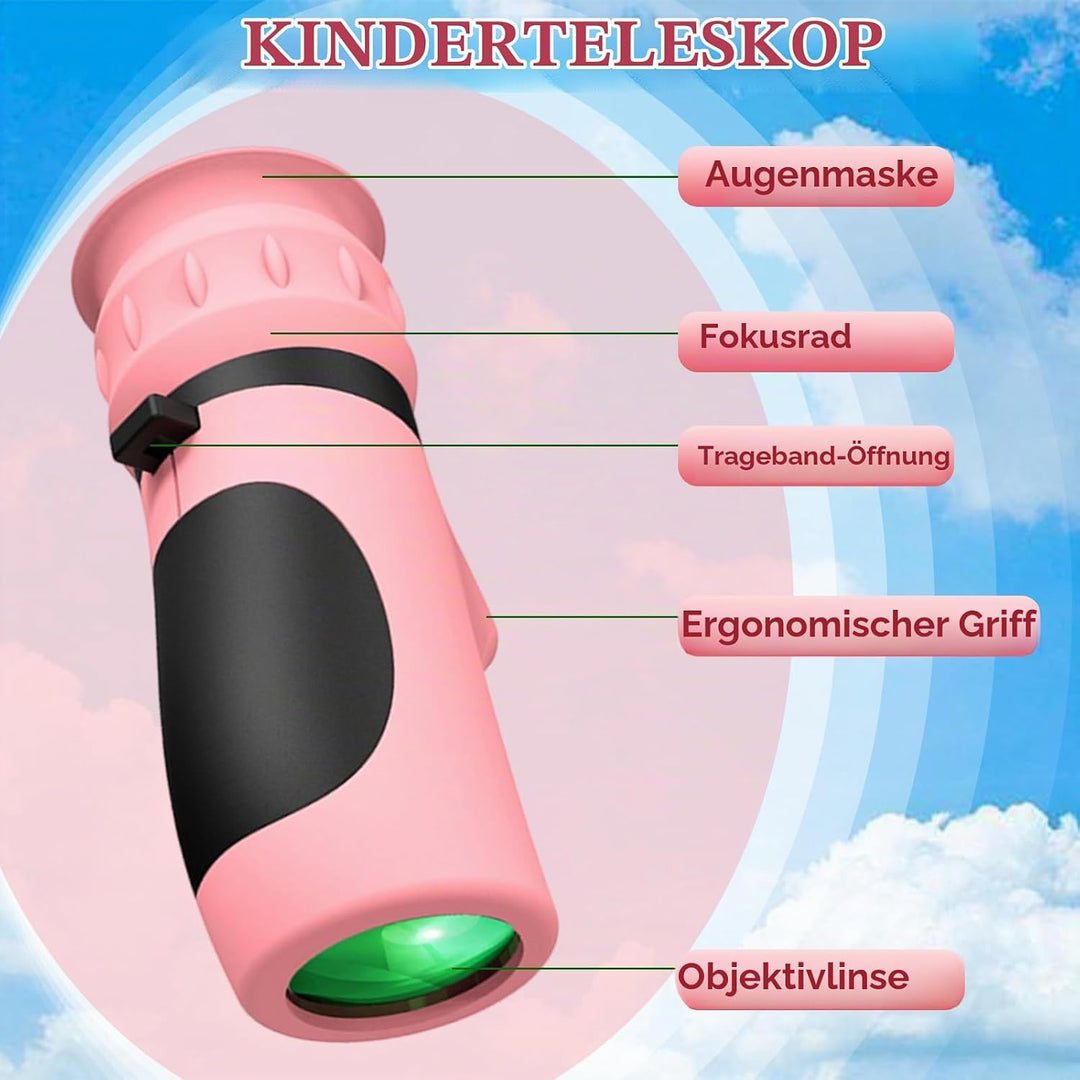 Raisand Rosa Fernrohr Kinder, Tragbares Monokulares Binoculars Mit Klarer Sicht, Fernglas Mit 8–12-F