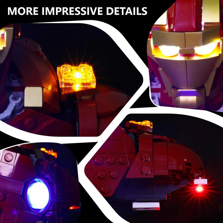Beleuchtung kompatibel mit LEGO Iron Man MK4 Büste 76327, Lichtset für LEGO 76327 Iron Man MK4 Büste