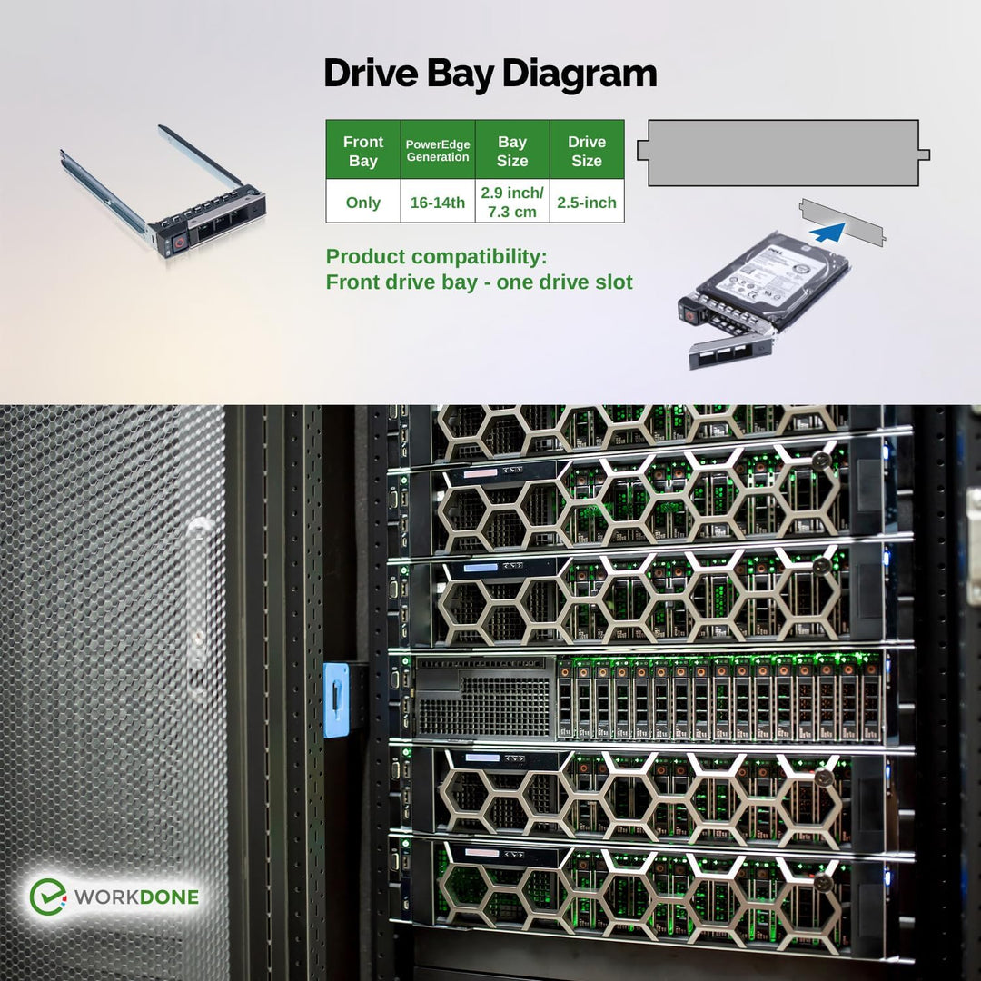 WorkDone 4er Pack - 2,5-Zoll Hard Drive Caddy Tray - kompatibel für Dell PowerEdge Server und XC-Ser