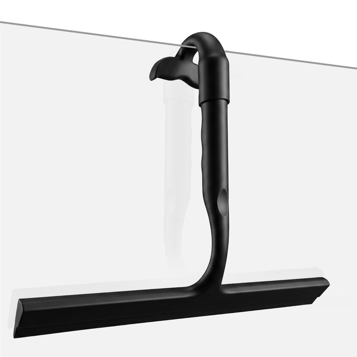 Zindoo Duschabzieher Schwarz Silikon 25 cm mit Haken für Dusche & Glas | Streifenfrei, Vollsilikon s