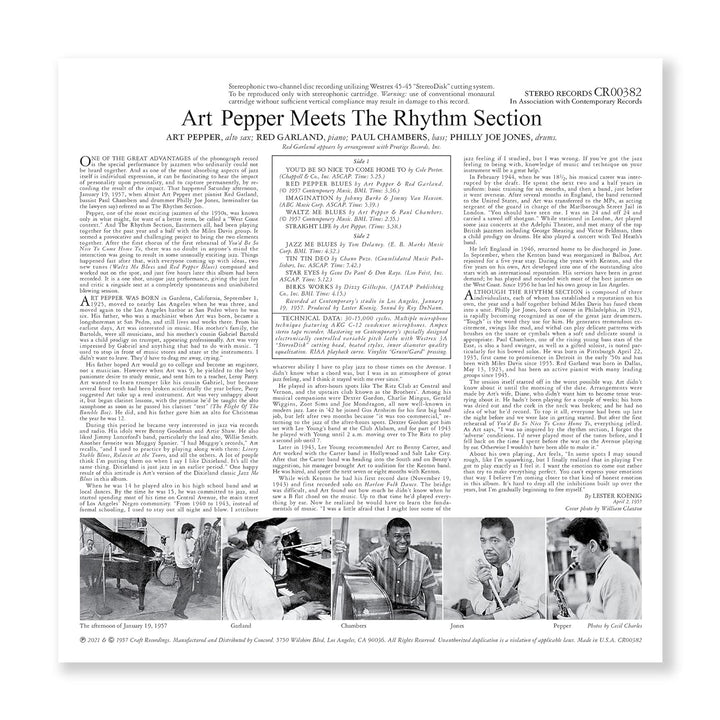 Art Pepper Meets the Rhythm Section (70th Ann.), Vinyl