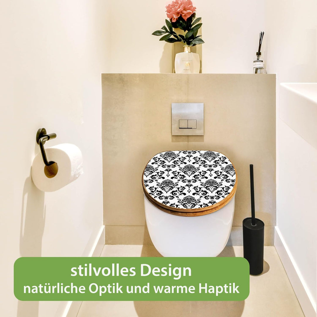 banjado Design WC Sitz Bambus Absenkautomatik 45,8x37,5cm - Toilettendeckel mit Absenkautomatik Holz