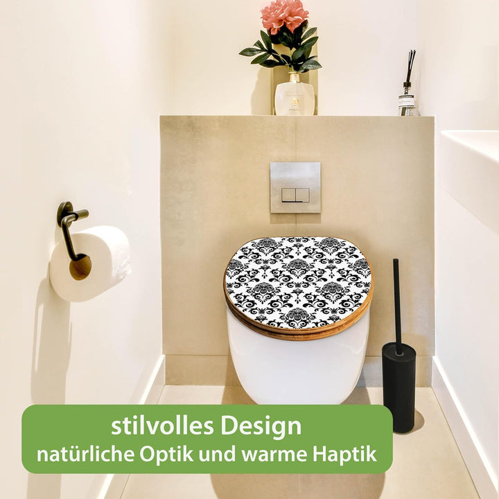 banjado Design WC Sitz Bambus Absenkautomatik 45,8x37,5cm - Toilettendeckel mit Absenkautomatik Holz