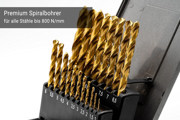 BaerCoil BAER HSSG-TIN Bohrer Satz (0,5mm steigend) 1-10 mm - Spiralbohrer DIN 338 - Spiralbohrer Se