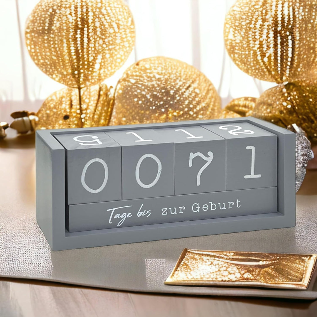 Jahres Countdown Kalender Würfel aus Holz mit Themenleiste - Dauer-Jahre-Tisch-Kalender - Lückenlose