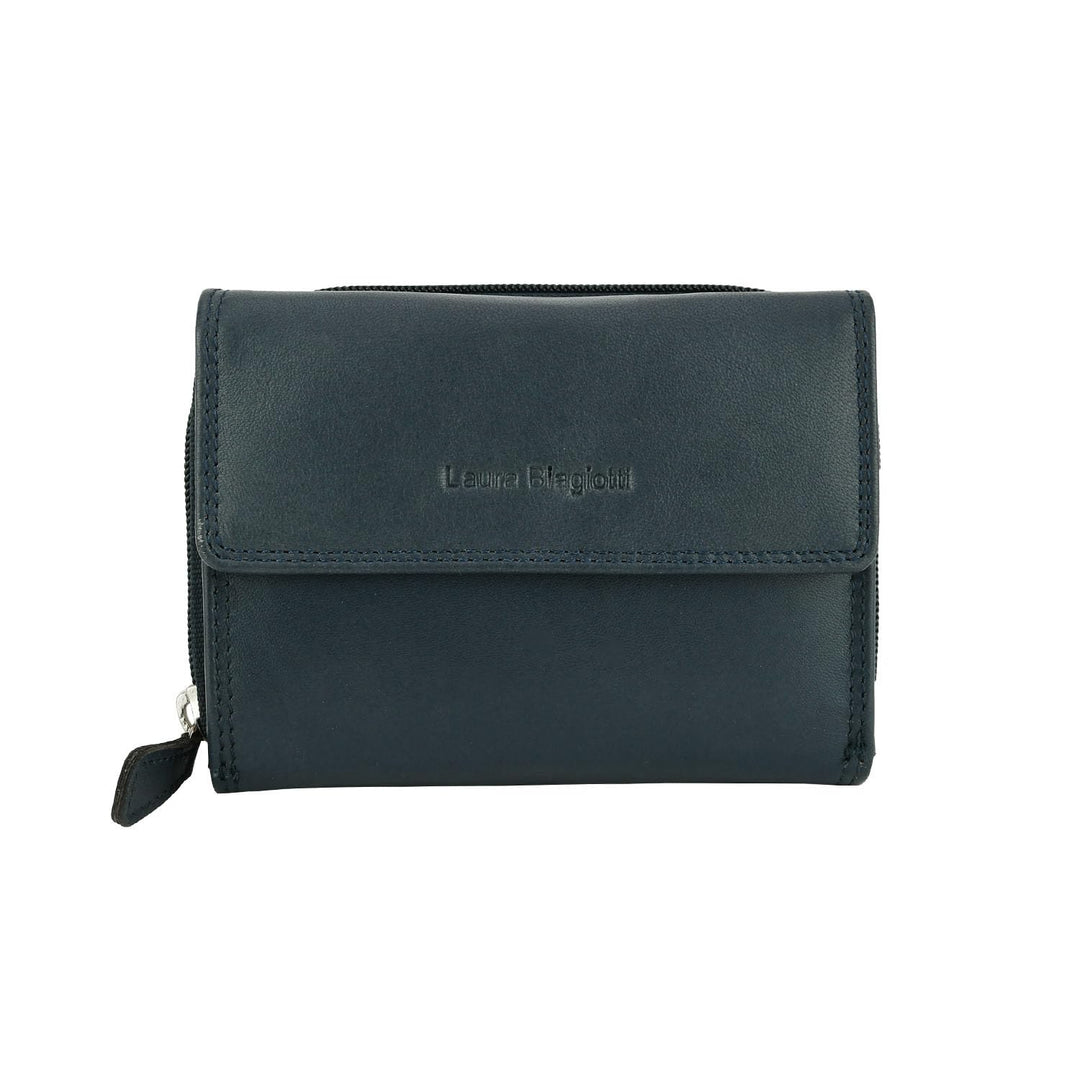 Laura Biagiotti Damen-Geldbörse aus echtem Leder, geräumig mit Geschenkbox Navy 208, Navy 208