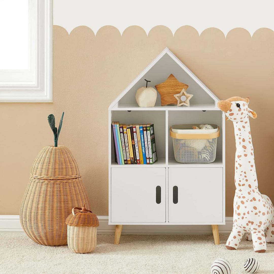 SoBuy KMB58-W Kinderregal mit Haus-Design Bücherregal für Kinder Aufbewahrungsregal Spielzeugregal K