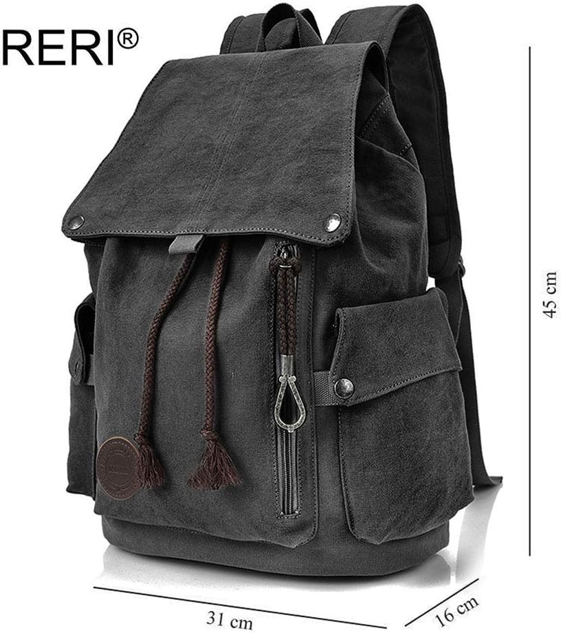 RERI Canvas Leinwand Rucksack Vintage für Outdoor Camping Aussflug Sports Universität Rucksack Wande